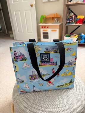 Scout Light Blue Scenic Print Tote with Black Handles